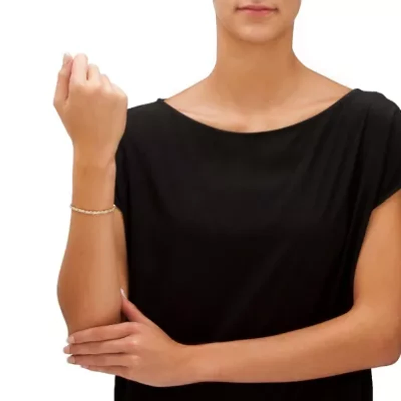 Round Diamond Accent S-Link Tennis Bracelet Yellow Gold-Plated 7.5"