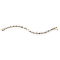 Round Diamond Accent S-Link Tennis Bracelet Yellow Gold-Plated 7.5"