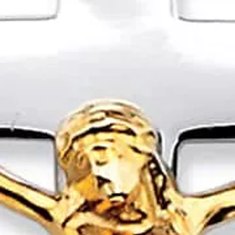 Two-Tone Crucifix 14k Gold-plated Sterling Silver Pendant Necklace 24"