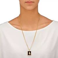 Men's Genuine Black Onyx Gold-Plated Praying Hands Pendant Necklace 22"