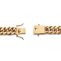 Men's Genuine Onyx Masonic Gold-Plated Insignia Curb-Link Bracelet 8"