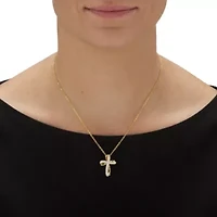 White Diamond Accent Two-Tone 18k Gold-Plated Cross Pendant Necklace 18"