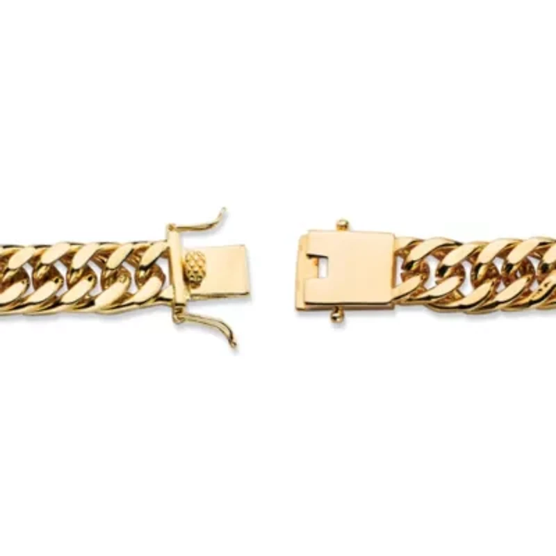 Men's Genuine Onyx and Diamond Accent Gold-Plated Curb-Link Bracelet 8"