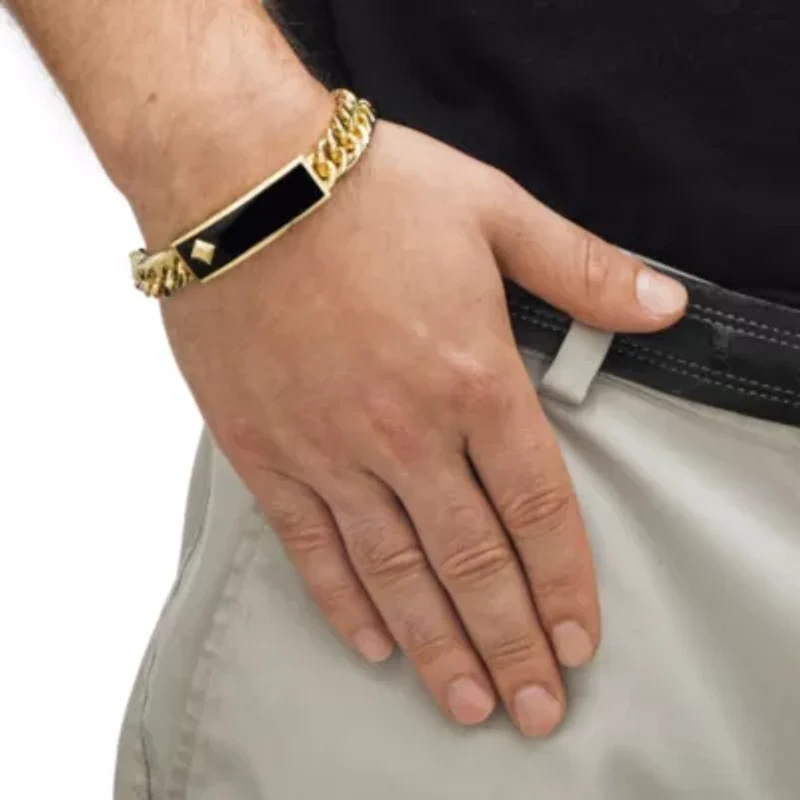 Men's Genuine Onyx and Diamond Accent Gold-Plated Ring and Bracelet Set 8
