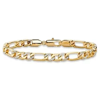 Men's Diamond Accent Pave-Style Gold-Plated Figaro-Link Bracelet 8.5"
