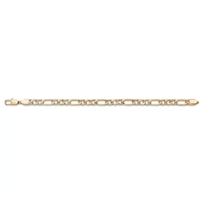 Men's Diamond Accent Pave-Style Gold-Plated Figaro-Link Bracelet 8.5"