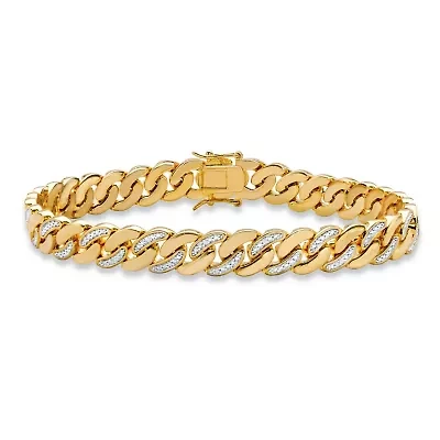 Men's Diamond Accent Gold-Plated Angled Curb-Link Bracelet 8.5"