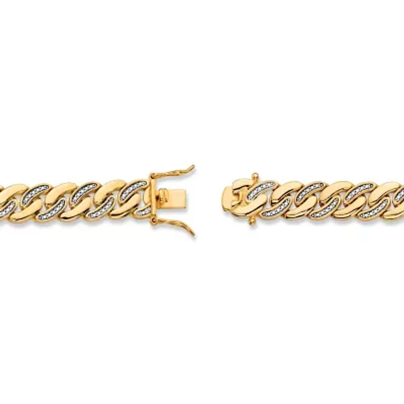 Men's Diamond Accent Gold-Plated Angled Curb-Link Bracelet 8.5"