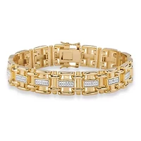 Men's Diamond Accent Yellow Gold-Plated Bar-Link Bracelet 8.5"