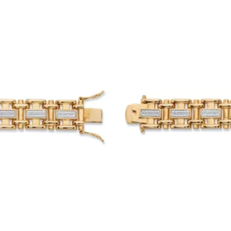 Men's Diamond Accent Yellow Gold-Plated Bar-Link Bracelet 8.5"