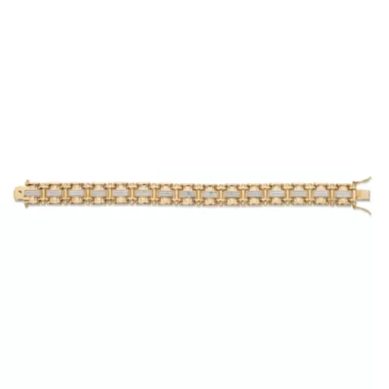 Men's Diamond Accent Yellow Gold-Plated Bar-Link Bracelet 8.5"