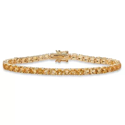 8.60 TCW Genuine Yellow Citrine Yellow Gold-Plated Tennis Bracelet 7.25"