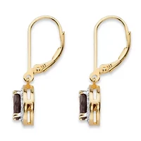 3.21 TCW Genuine Garnet and Diamond Accent Gold-plated Sterling Silver Earrings