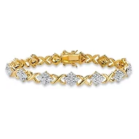 Diamond Accent Pave-Style 14k Yellow Gold "X and O" Tennis Bracelet 7.5"
