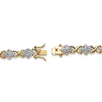 Diamond Accent Pave-Style 14k Yellow Gold "X and O" Tennis Bracelet 7.5"