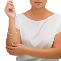 Diamond Accent Pave-Style 14k Yellow Gold "X and O" Tennis Bracelet 7.5"