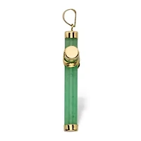 10k Yellow Gold and Genuine Green Jade and Cross Pendant 1.5"