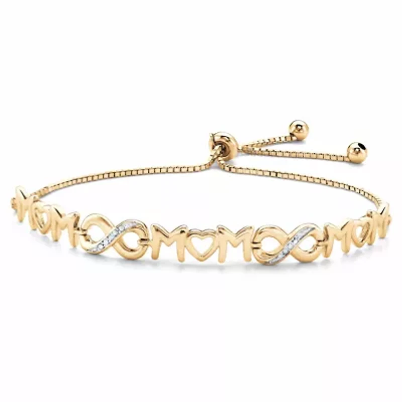 Gold-Plated Sterling Silver Diamond Accent "Mom" Slider Bracelet 10"