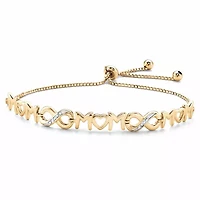 Gold-Plated Sterling Silver Diamond Accent "Mom" Slider Bracelet 10"