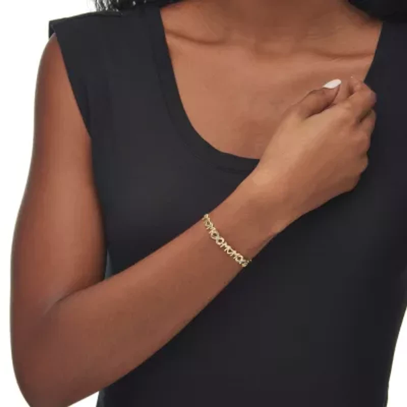 Gold-Plated Sterling Silver Diamond Accent "Mom" Slider Bracelet 10"