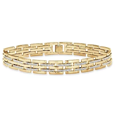 Men's Diamond Accent Gold-Plated Bar-Link Bracelet 9"