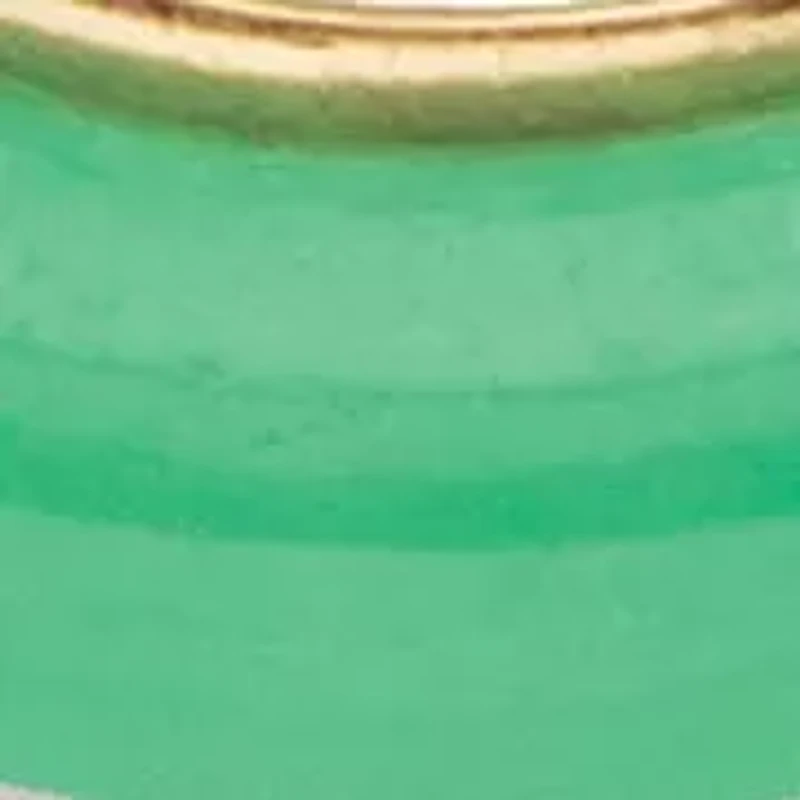 Genuine Green Jade Solid 10k Yellow Gold Round "Blessed" Pendant 3/4"