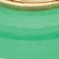 Genuine Green Jade Solid 10k Yellow Gold Round "Blessed" Pendant 3/4"