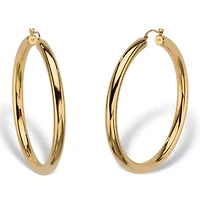 14k Gold Ultra-Lightweight Nano Diamond Resin Filled Hoop Earrings (1 7/8")