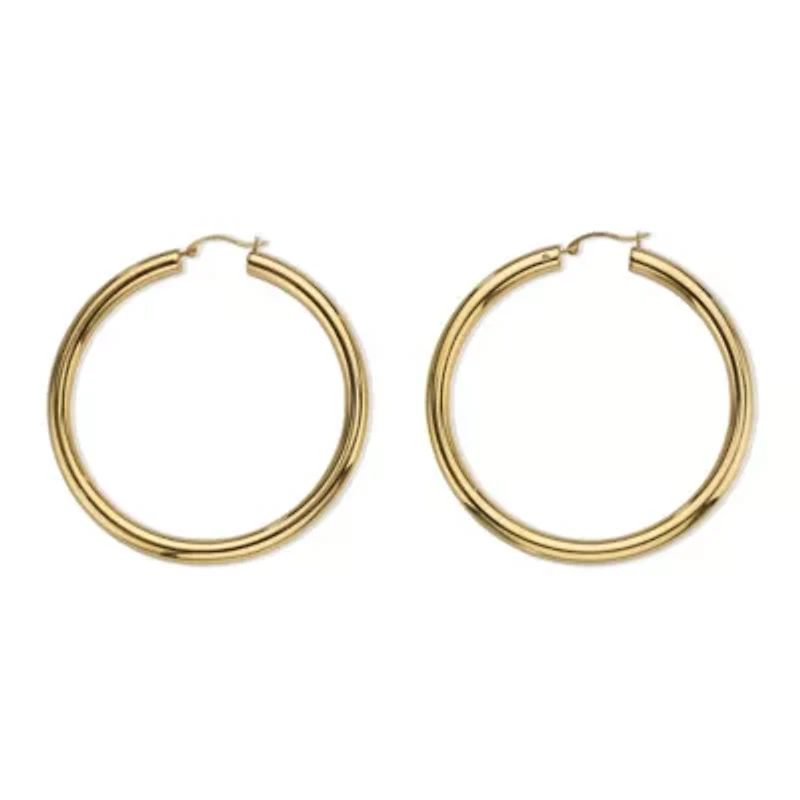 14k Gold Ultra-Lightweight Nano Diamond Resin Filled Hoop Earrings (1 7/8")