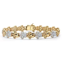 Diamond Accent 18k Gold-Plated Two-Tone Paw Print Bracelet 7.5"