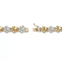 Diamond Accent 18k Gold-Plated Two-Tone Paw Print Bracelet 7.5"
