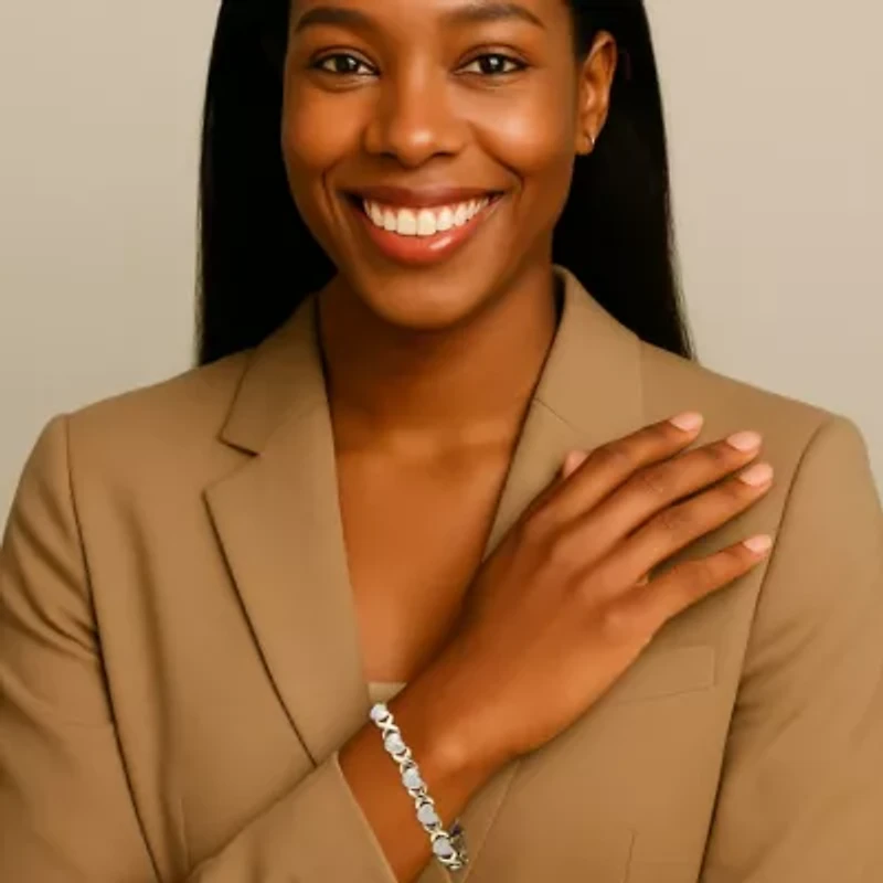 Diamond Accent 18k Gold-Plated Two-Tone Hearts and Kisses Bracelet 7.5"