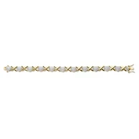 Diamond Accent 18k Gold-Plated Two-Tone Hearts and Kisses Bracelet 7.5"