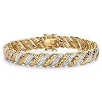 Diamond-Cut Diamond Accent 18k Gold-Plated Two-Tone S-Link Bracelet 7.5"