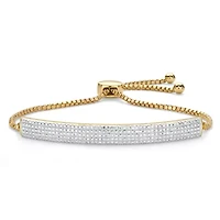 Diamond Accent Bar 18k Gold-Plated Adjustable Bolo Bracelet 9"