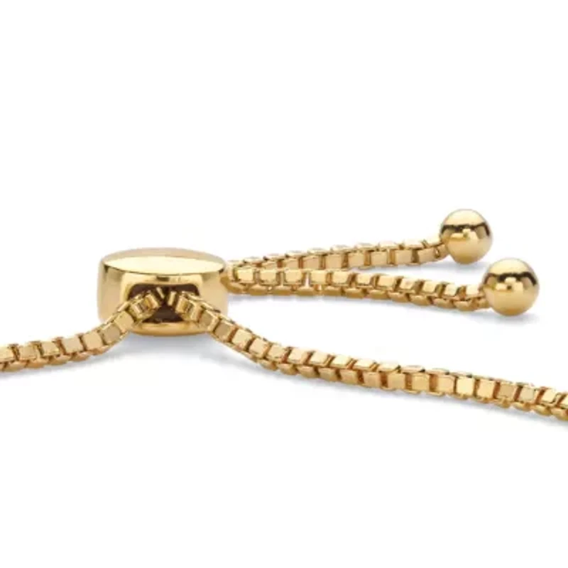 Diamond Accent Bar 18k Gold-Plated Adjustable Bolo Bracelet 9"