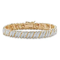 Diamond Accent Gold-Plated Pave-Style S-Link Tennis Bracelet 8"