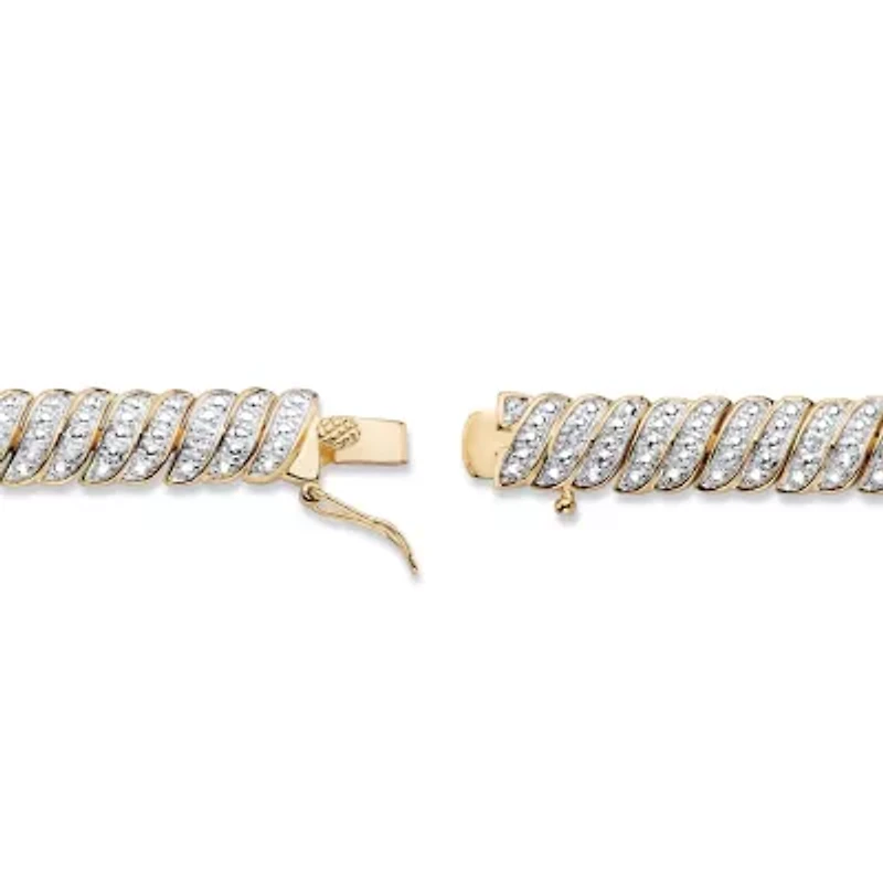 Diamond Accent Gold-Plated Pave-Style S-Link Tennis Bracelet 8"