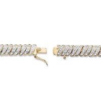 Diamond Accent Gold-Plated Pave-Style S-Link Tennis Bracelet 8"