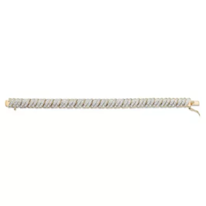 Diamond Accent Gold-Plated Pave-Style S-Link Tennis Bracelet 8"