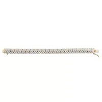 Diamond Accent Gold-Plated Pave-Style S-Link Tennis Bracelet 8"
