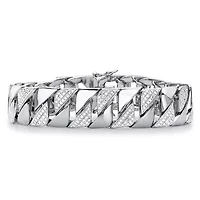 Men's Diamond Accent Silvertone Interlocking-Link Bracelet 8.5"