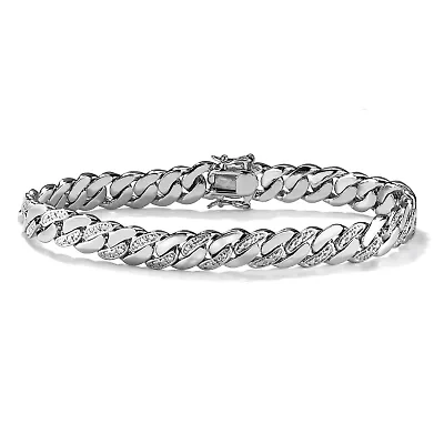 Men's Diamond Accent Curb-Link Bracelet Platinum-Plated 9.5"