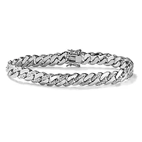 Men's Diamond Accent Curb-Link Bracelet Platinum-Plated 9.5"