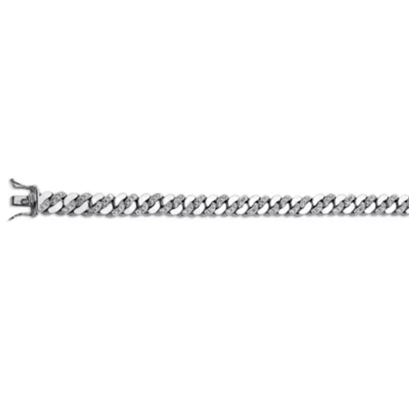 Men's Diamond Accent Curb-Link Bracelet Platinum-Plated 9.5"
