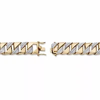 Men's Diamond Accent 18k Gold-Plated Two-Tone Interlocking-Link Bracelet 9.5"