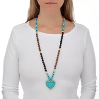 Genuine Turquoise Jasper Heart Pendant Necklace 34 Inch