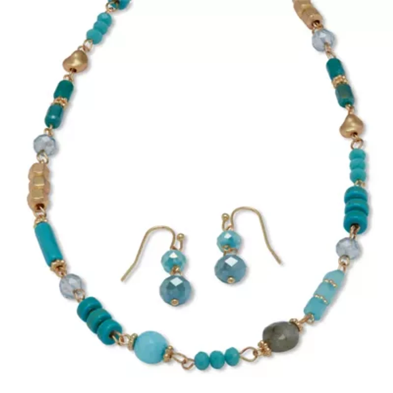 Round Genuine Turquoise Hammered Goldtone Endless Necklace, 36 inches