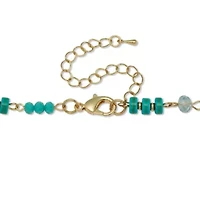 Round Genuine Turquoise Hammered Goldtone Endless Necklace, 36 inches