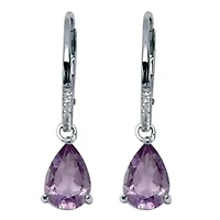 3.53 TCW Pear Cut Genuine Amethyst and Cubic Zirconia Sterling Silver Earrings